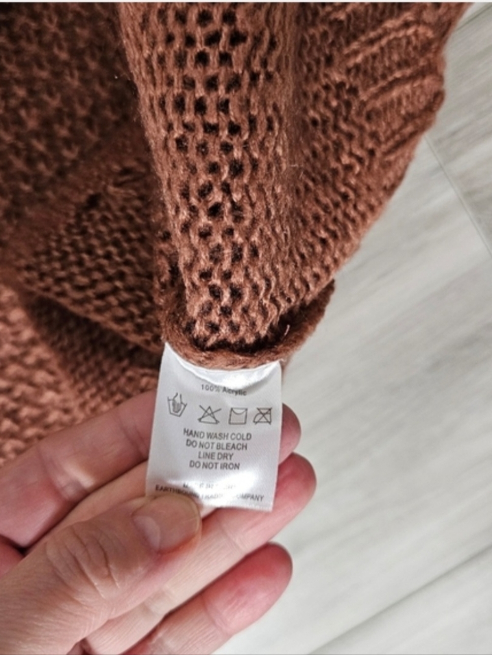 Women’s Brown Open-Knit Mock Neck Sweater Sz XL - Picture 2 of 8